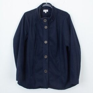 Avenue Womens Wool‎ Blend Button Front Coat Jacket Size 18/20 Blue Winter Layers